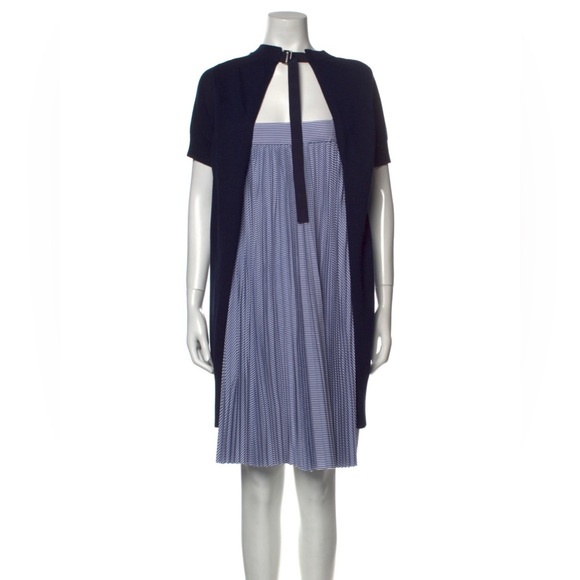 Sacai navy sweater dress with pleated back - Picture 2 of 3